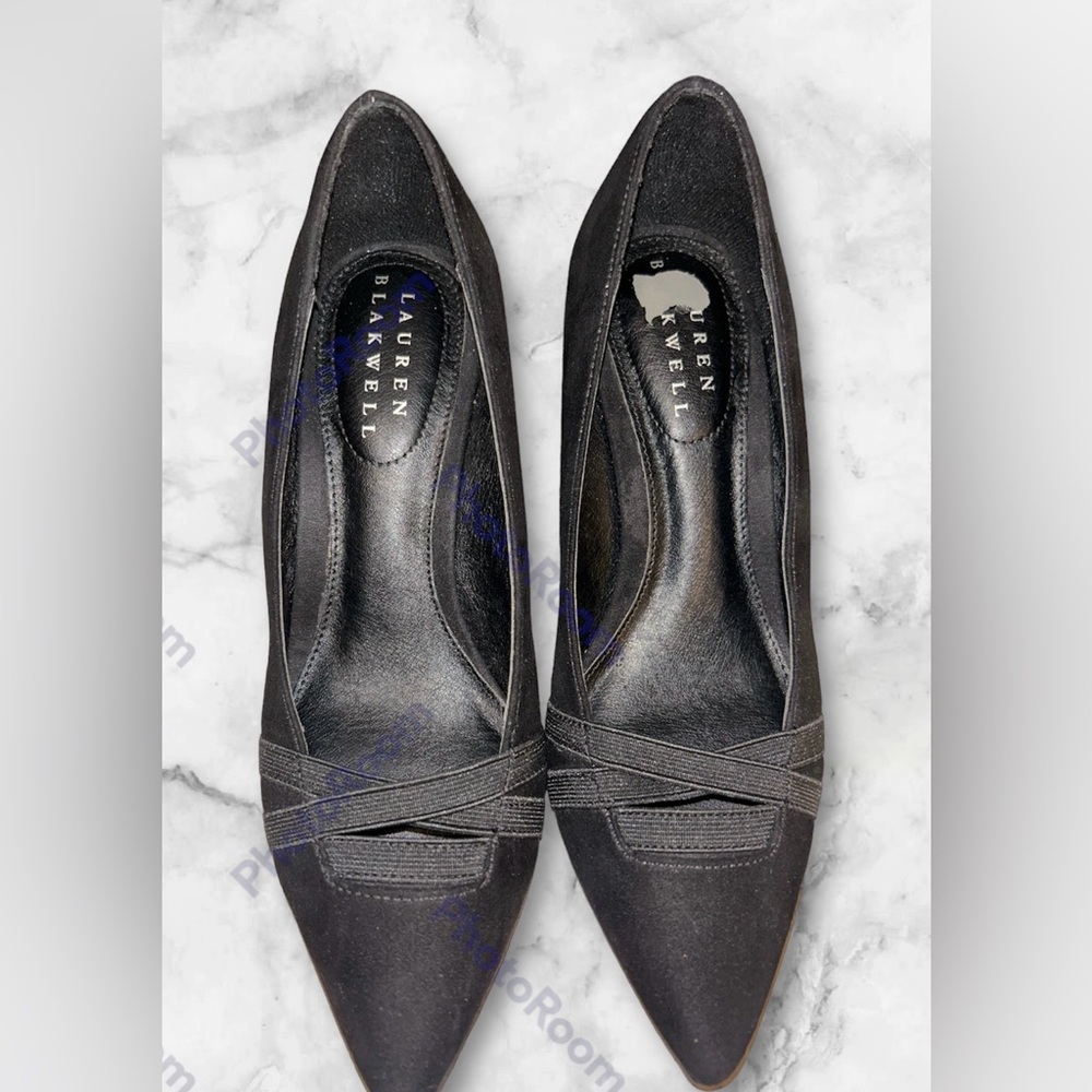 Lauren Blakwell Anneli Cute Womens Kitten Heel 3" Pump Shoes Navy Size 6